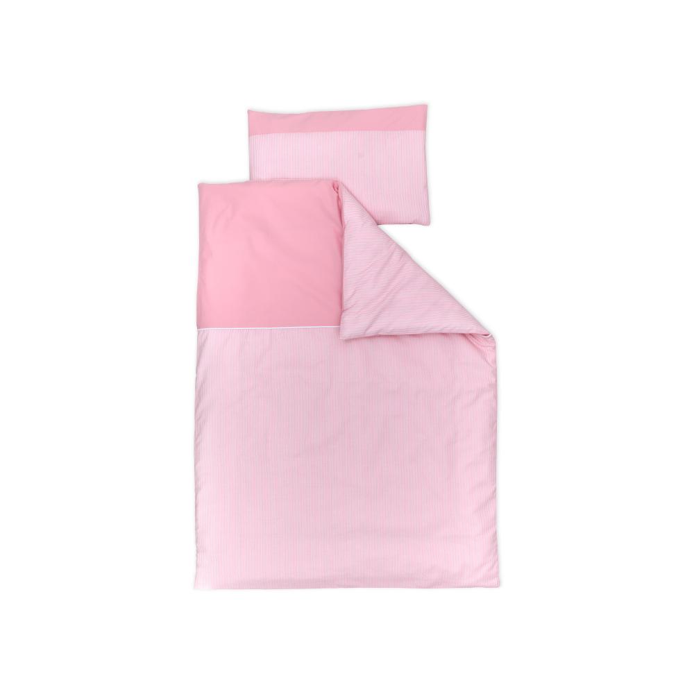 miniFifia Bettwäscheset Unirosa und Streifen rosa 140 x 200 cm, Kissen 80 x 80 cm
