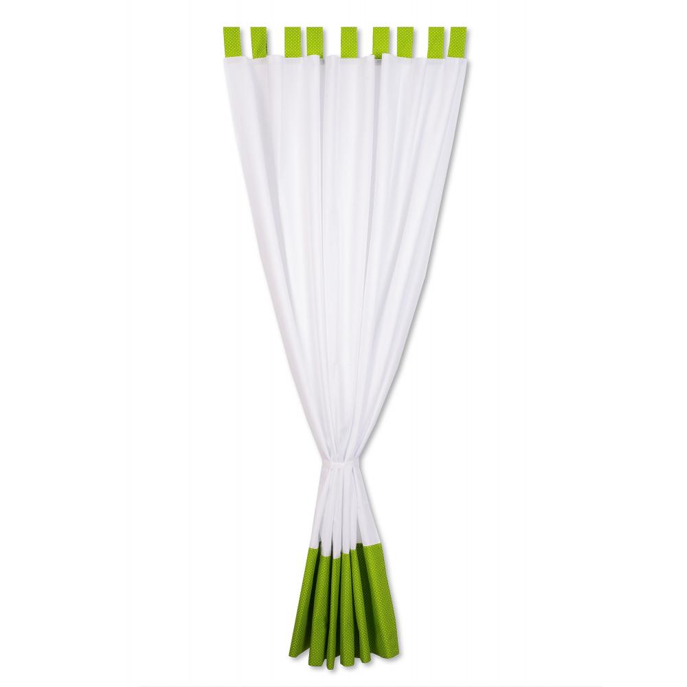 KraftKids Gardinen Uniweiss und weiße Punkte auf Grün Länge: 230 cm