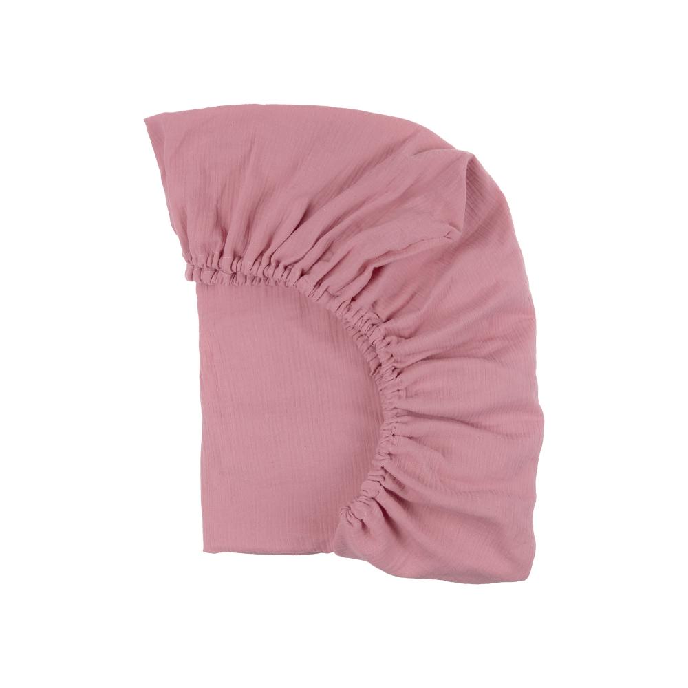 KraftKids Spannbettlaken Musselin rosa passend für Matratze 120 x 60 cm