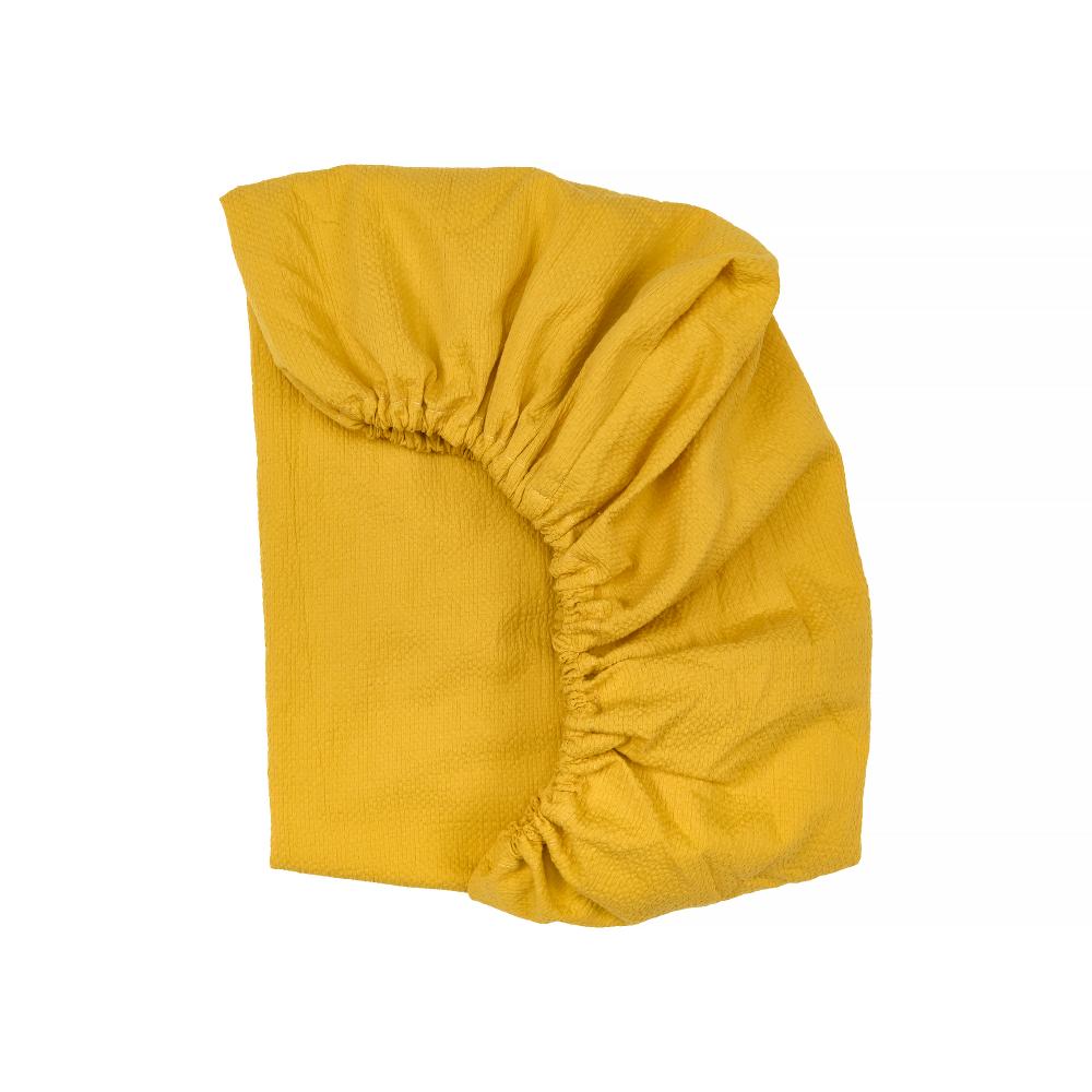 KraftKids Spannbettlaken Doppelkrepp Gelb Mustard passend für Matratze 120 x 60 cm