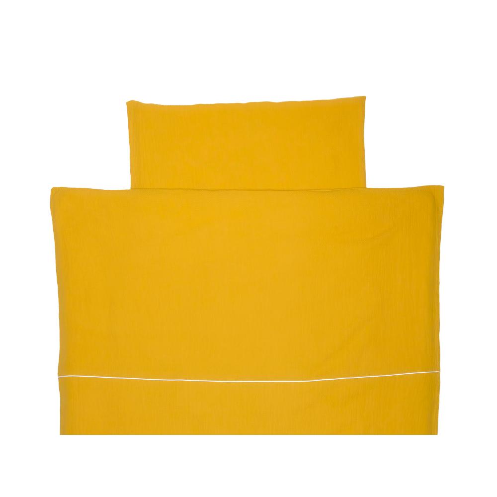 KraftKids Bettwäscheset Doppelkrepp Gelb Mustard 100 x 135 cm, Kissen 40 x 60 cm