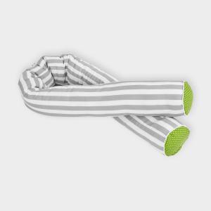 KraftKids Bettrolle weiße Punkte auf Grün und dicke Streifen grau Stärke: 10 cm, Rollenlänge 140 cm