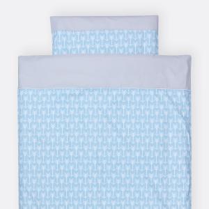KraftKids Bettwäscheset weiße Pfeile auf Blau 140 x 200 cm, Kissen 80 x 80 cm