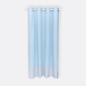 KraftKids Gardinen weiße Pfeile auf Blau und Unigrau Länge: 230 cm