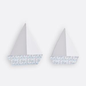 KraftKids Segelboot kleine Dreiecke blau grau weiß