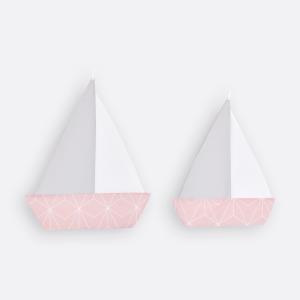 KraftKids Segelboot weiße dünne Diamante auf Altrosa