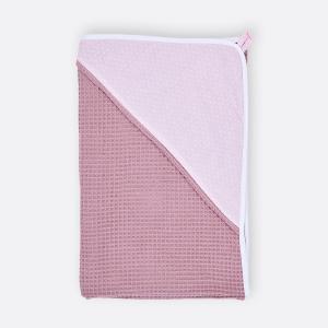 KraftKids Kapuzenhandtuch weiße Punkte auf Rosa und Waffel Piqué rosa