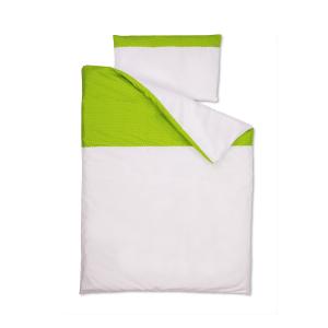 KraftKids Bettwäscheset Uniweiss und weiße Punkte auf Grün 140 x 200 cm, Kissen 80 x 80 cm