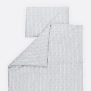 KraftKids Bettwäscheset weiße Feder Muster auf Grau 140 x 200 cm, Kissen 80 x 80 cm