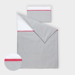 KraftKids Bettwäscheset Uniweiss und weiße Punkte auf Grau 140 x 200 cm, Kissen 80 x 80 cm