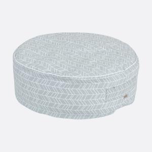 KraftKids Sitzpuff weiße Feder Muster auf Grau mit geprüften Micro-EPS-Perlen mit