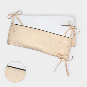 miniFifia Nestchen Uniweiss und weisse Punkte auf Beige Nestchenlänge 60-60-60 cm für Bettgröße 120 x 60 cm