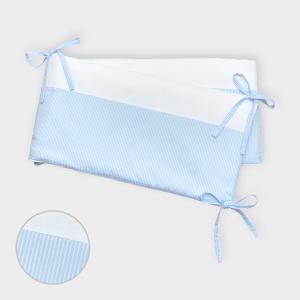 miniFifia Nestchen Uniweiss und Streifen hellblau dünn Nestchenlänge 60-70-60 cm für Bettgröße 140 x 70 cm