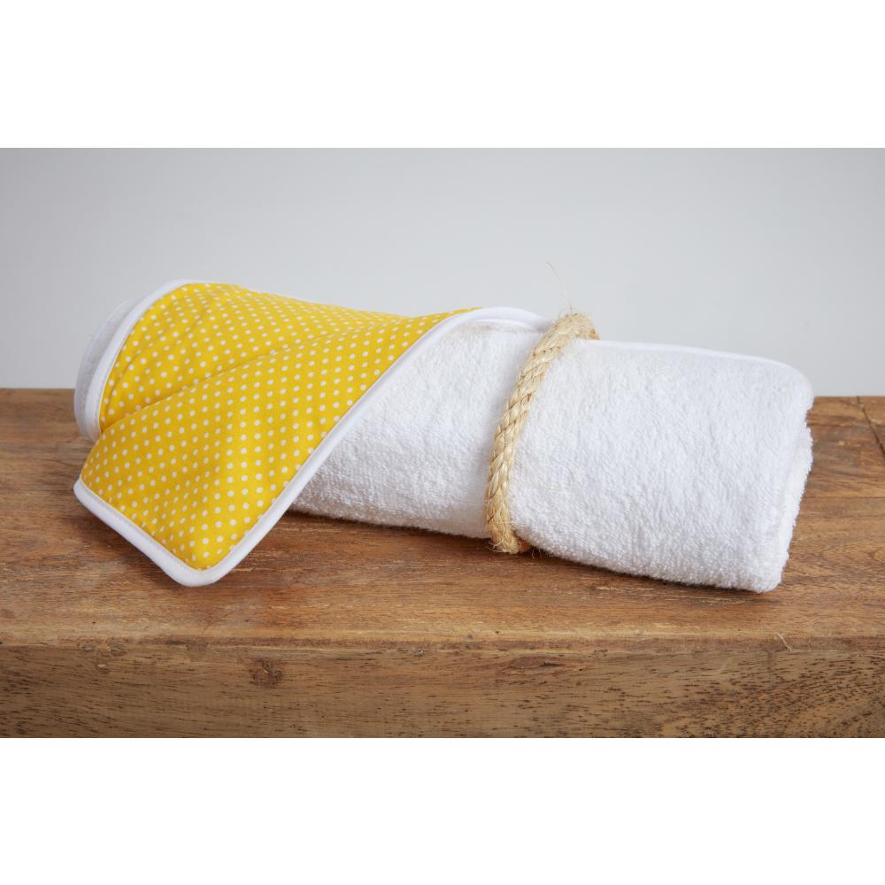 KraftKids Wickelunterlage weiße Punkte auf Gelb 3 Lagen wasserundurchlässig weich Frotte 100% Baumwolle
