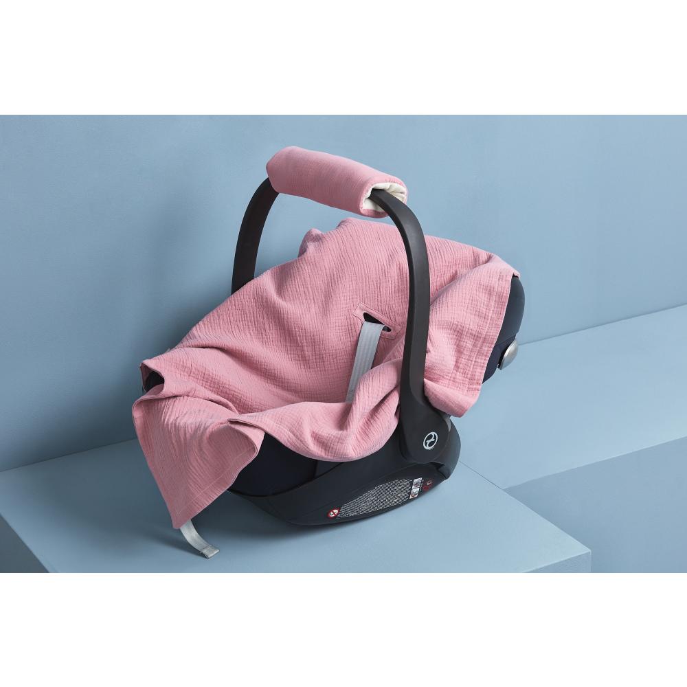 KraftKids Babydecke für Babyschale Sommer Musselin rosa