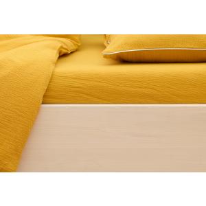 KraftKids Spannbettlaken Doppelkrepp Gelb Mustard passend für Matratze 140 x 70 cm